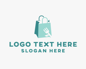 Supermarket - Leaf Fork Shopping Bag logo design