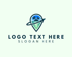 Aeronautics - Tropical Location Pin Plane logo design