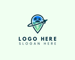 Tropical Location Pin Plane Logo