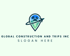 Trip - Tropical Location Pin Plane logo design