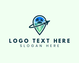 Travel - Tropical Location Pin Plane logo design