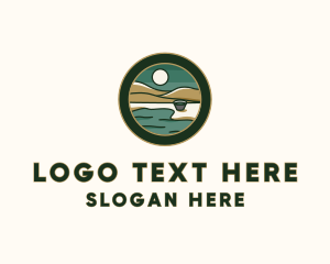 Trekking - Valley Lakeside Badge logo design