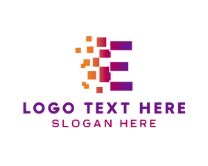 Web Solutions - Digital Tech Software Letter E logo design