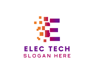 Digital Tech Software Letter E logo design