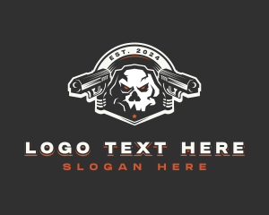 Skull Shooting Gun logo design