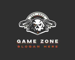 Skull Shooting Gun logo design