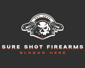 Handgun - Skull Shooting Gun logo design