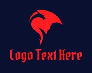 Red - Medieval Gaming Dragon logo design