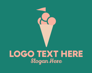 Ice Cream Cone - Ice Cream Flag logo design