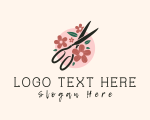 Embroidery - Flower Tailoring Scissor logo design