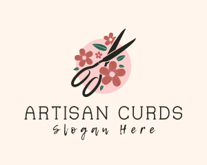 Flower Tailoring Scissor logo design