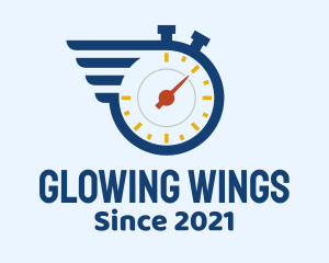 Stopwatch Timer Wing logo design