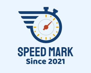 Stopwatch Timer Wing logo design