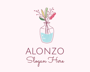 Watercolor Flower Vase logo design