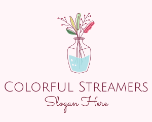 Watercolor Flower Vase logo design