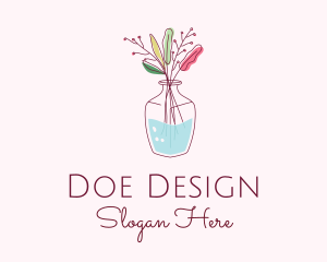 Watercolor Flower Vase logo design