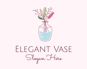 Watercolor Flower Vase logo design