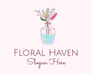 Bouquet - Watercolor Flower Vase logo design