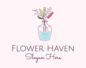 Watercolor Flower Vase logo design