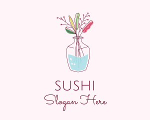 Watercolor Flower Vase logo design