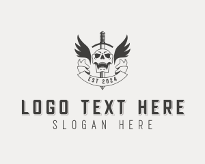 Mercenary - Skull Hunter Sword logo design