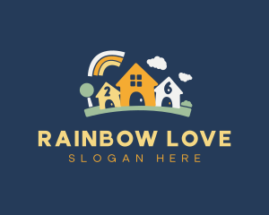 Rainbow Preschool Childcare logo design