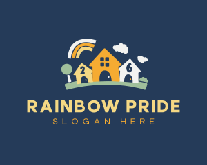 Rainbow Preschool Childcare logo design