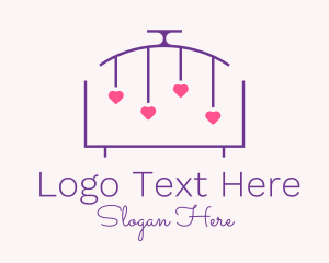 Childcare - Heart Baby Crib logo design