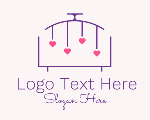 Free - Heart Baby Crib logo design