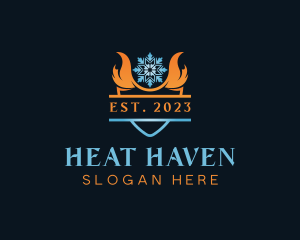 Heating Snowflake Cooling logo design