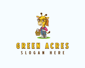 Farmer - Giraffe Farmer Shovel logo design