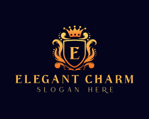 Elegant Crown Shield logo design