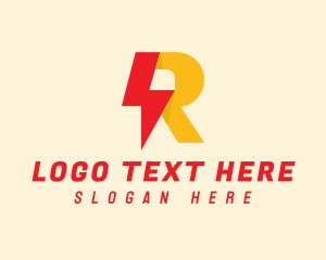 Electric - Thunder Bolt Letter R logo design