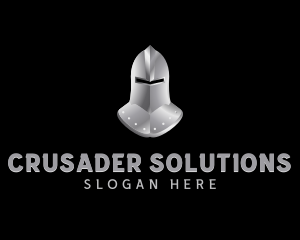 Crusader - Chrome Knight Helmet logo design