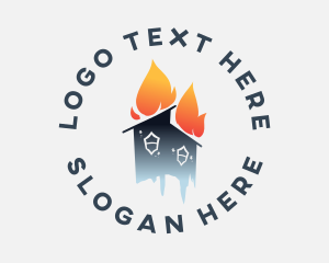 Fire - Flame Ice House logo design