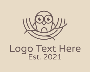 Gray - Cute Owl Nest logo design