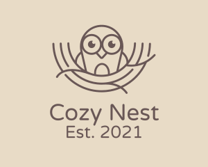 Nest - Cute Owl Nest logo design