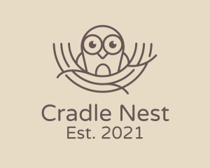 Cute Owl Nest  logo design