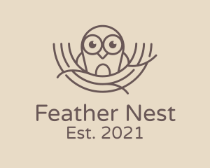 Cute Owl Nest  logo design