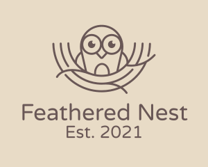 Cute Owl Nest  logo design