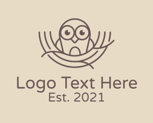 Nest - Cute Owl Nest logo design