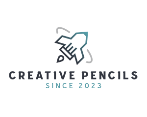 Pencil Rocket Ship logo design