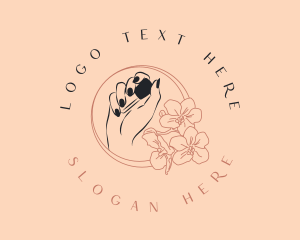 Hygiene - Floral Nail Polish Hand logo design
