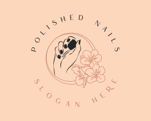 Floral Nail Polish Hand logo design