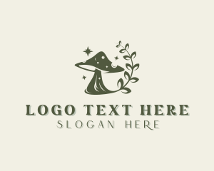 Psychedelic - Natural Leaf Mushroom logo design