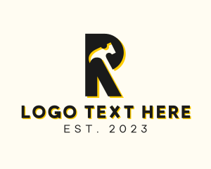 Repair Service - Hammer Renovation Letter R logo design