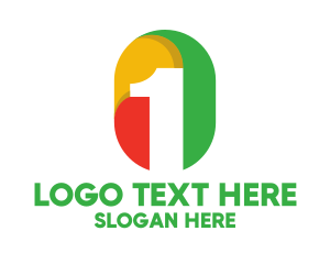 One - Colorful Number 1 Badge logo design