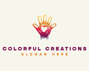 Crayon - Hand Heart Scribble logo design