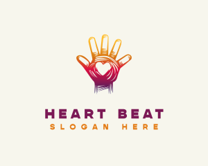 Hand Heart Scribble logo design