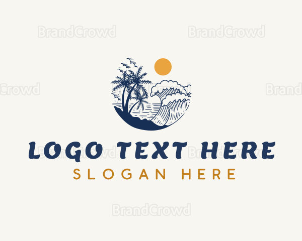 Ocean Waves Beach Logo